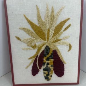 Vintage fall corn crewel needlework